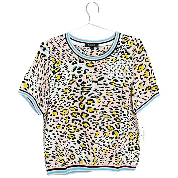 NWT A.Z.I. New York Pastel Relaxed fit Leopard Print Blouse Size M - Picture 1 of 14